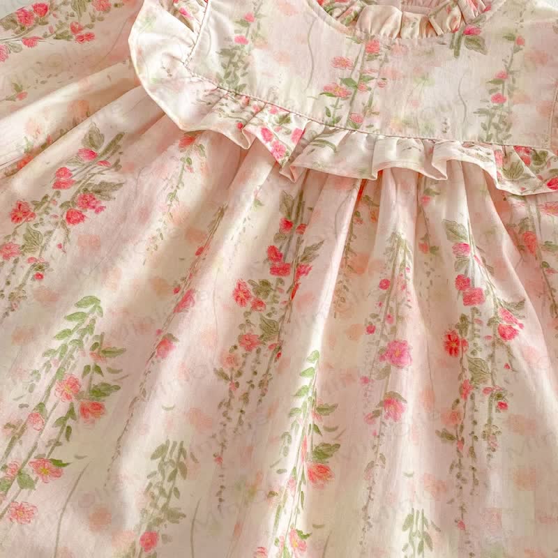 Kleid für Kleinkind mit Blumen, Rüschenkragen und langen Ärmeln - image 8