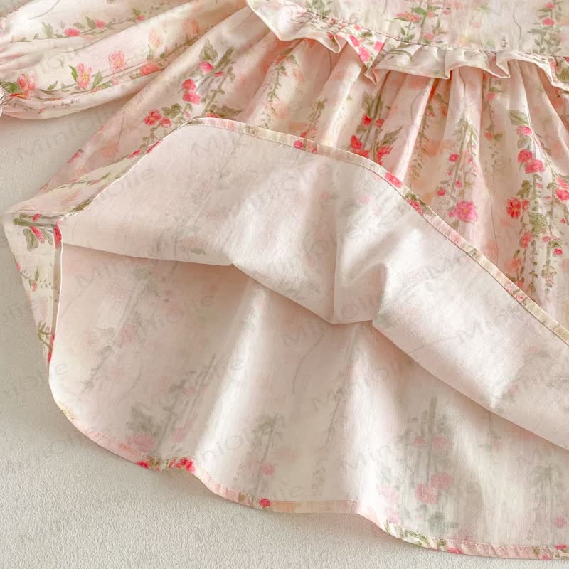 Kleid für Kleinkind mit Blumen, Rüschenkragen und langen Ärmeln - image 10