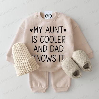MY AUNT IS COOLER AND DAD KNOWS IT Baby Beige Sweatshirt 2-teiliges Set - Beige - 2-3J - image 1