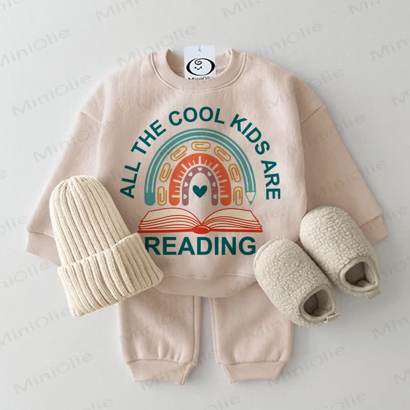 ALL THE COOL KIDS ARE READING Baby Beige Sweatshirt 2-teiliges Set - Beige - 2-3J - image 1