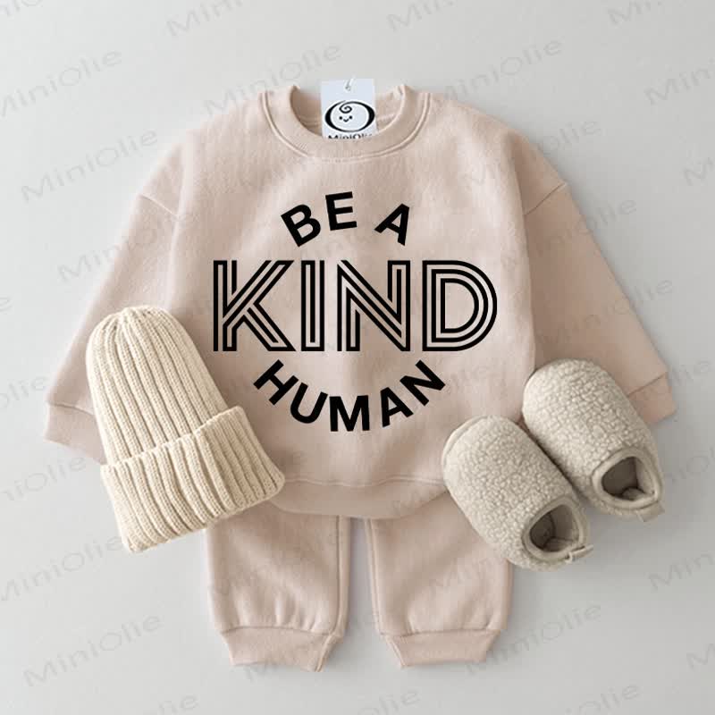 BE A KIND HUMAN Baby Beige Sweatshirt 2-teiliges Set - Beige - 2-3J - image 1