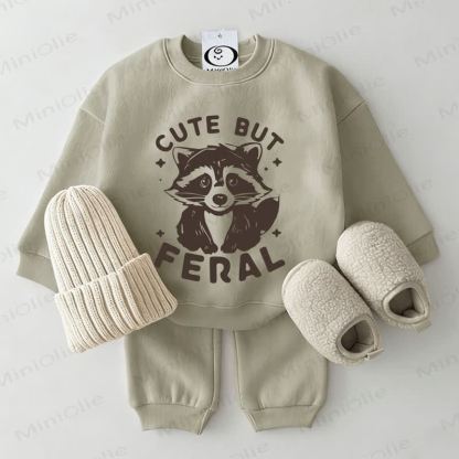 CUTE BUT FERAL Baby Sweatshirt Set in Grau Grün, 2-teilig - Grau Grün - 2-3J - image 1