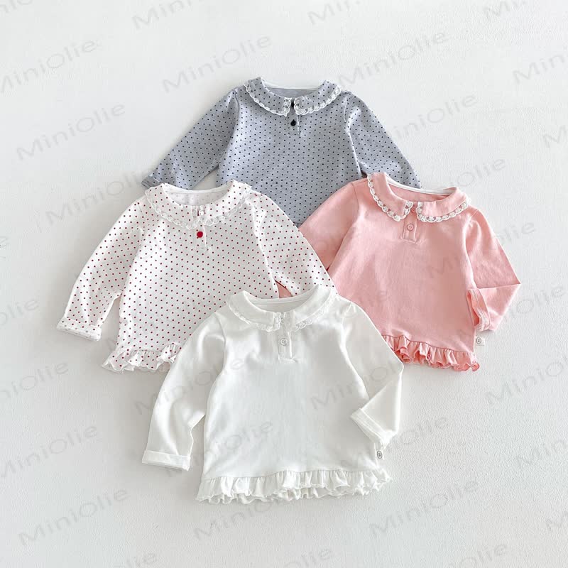 Langarmshirt mit Lace und Peter-Pan-Kragen für Baby und Kleinkind - image 1