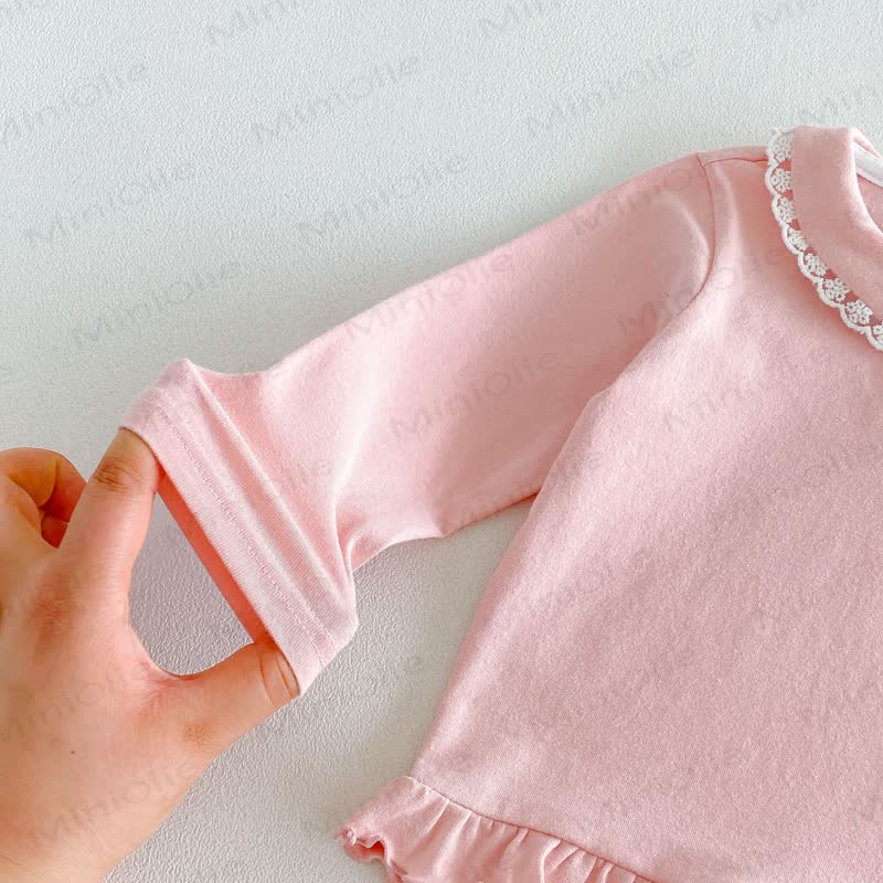 Langarmshirt mit Lace und Peter-Pan-Kragen für Baby und Kleinkind - image 14