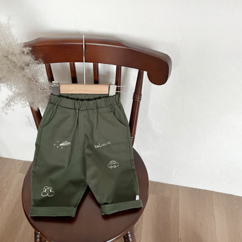 Baby oder -hemd mit Gestickt Hose und Cartoon-Motiven  - Grüne Hose - 3-4J - image 2
