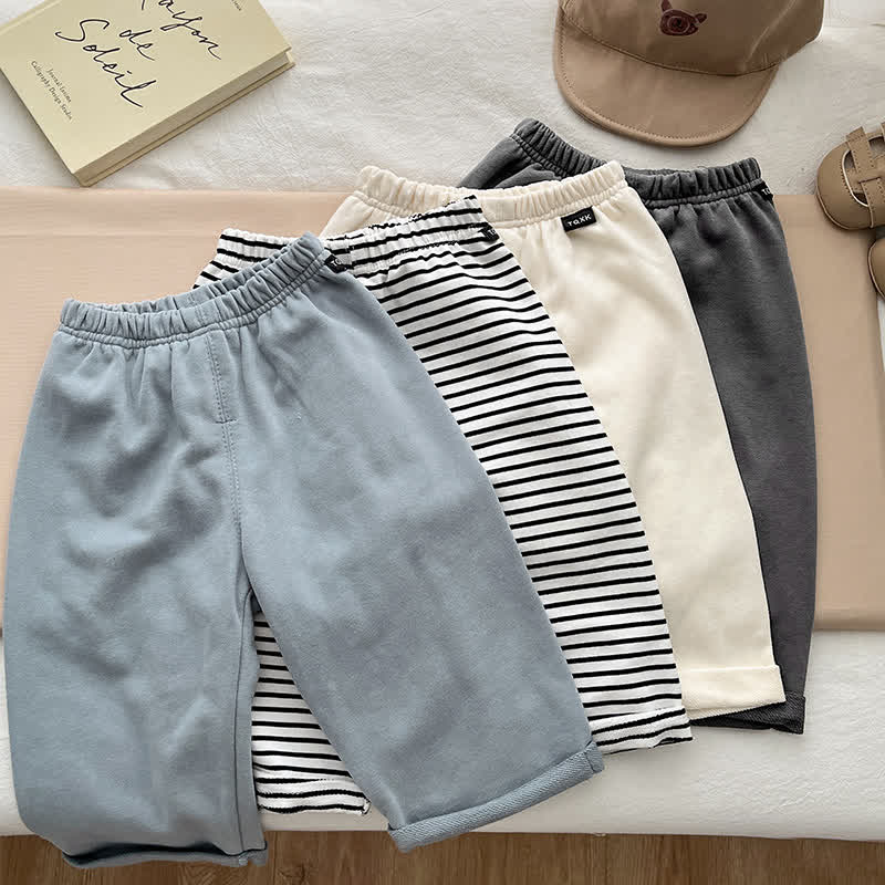 Baby und Kleinkind -Loungewear- Hose , Einfarbig/ Streifen , mit umgeschlagenem Saum - image 1