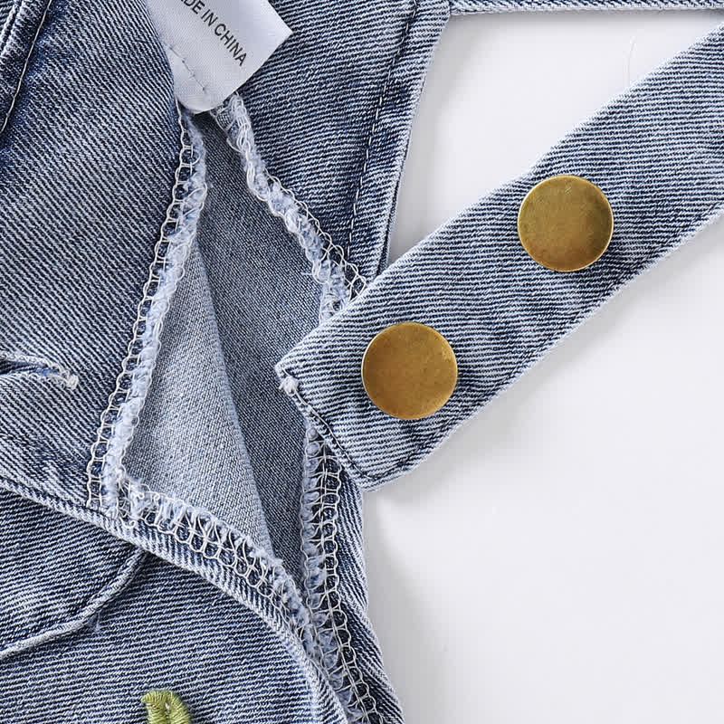 Ärmelloses Spitze und Kirsche Denim -Schürzenkleid für Baby ( 2-teiliges Set) - image 8