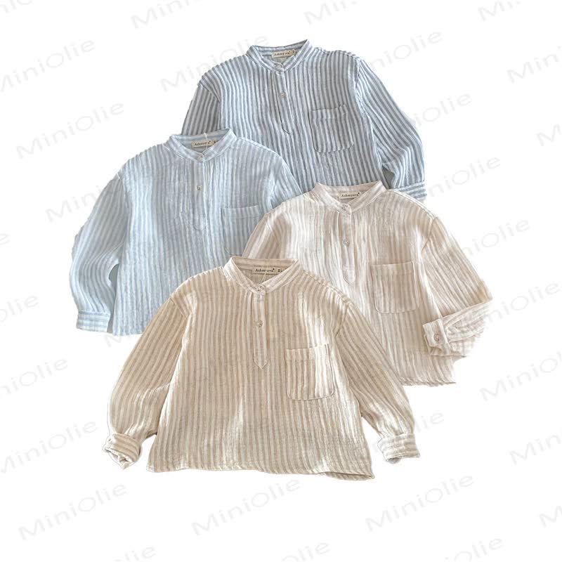 Langarm-Leinen - T-Shirt mit vertikalen Streifen für Kleinkind - image 3