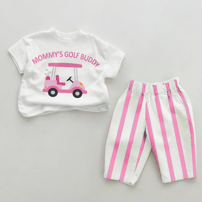 GOLF Buddy für DADDY/ MOMMY'S Baby , vertikal Streifen 2-teiliges Set - Weiß & Rosa: MOMMY'S - 2-3J - image 2