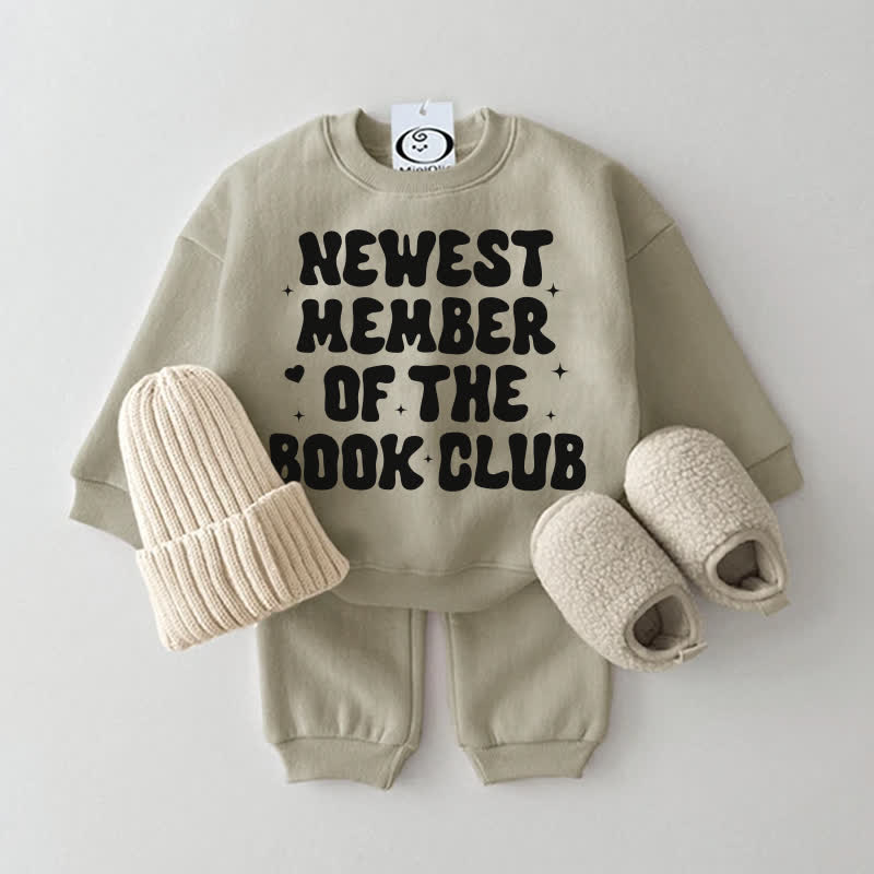 NEWEST MEMBER OF THE BOOK CLUB Baby Grau Grün Sweatshirt 2-teiliges Set - Grau Grün - 2-3J - image 1