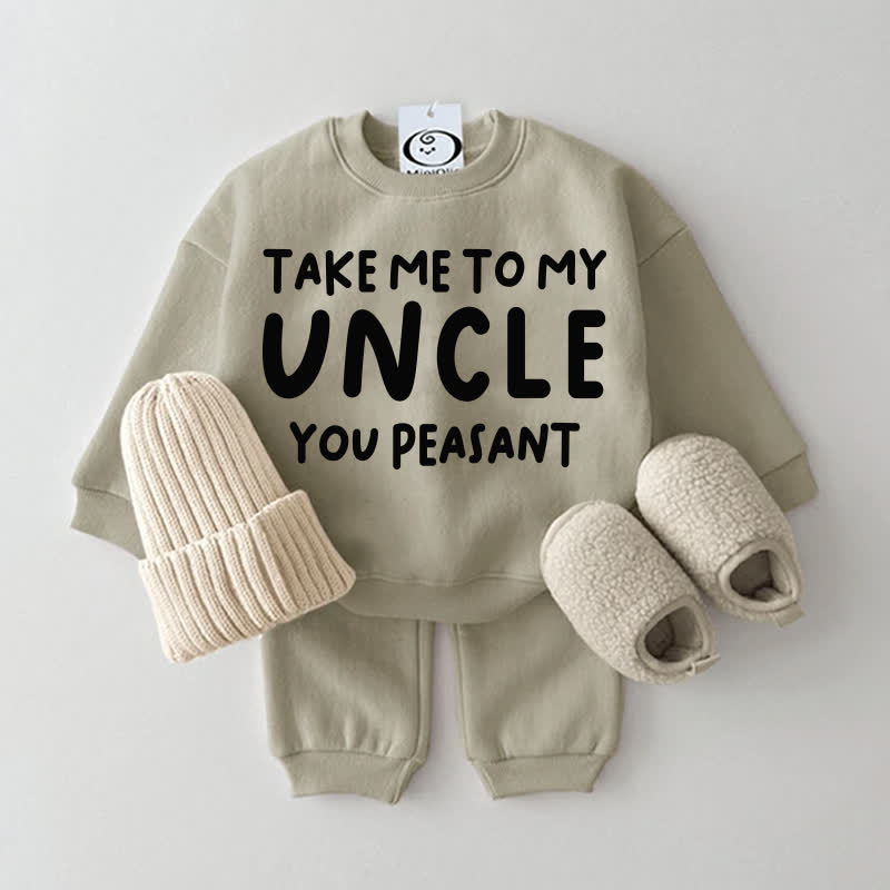 TAKE ME TO MY AUNT/UNCLE YOU PEASANT! Baby Grau Grün Sweatshirt -2-teiliges Set - Grau Grün: UNCLE - 2-3J - image 2