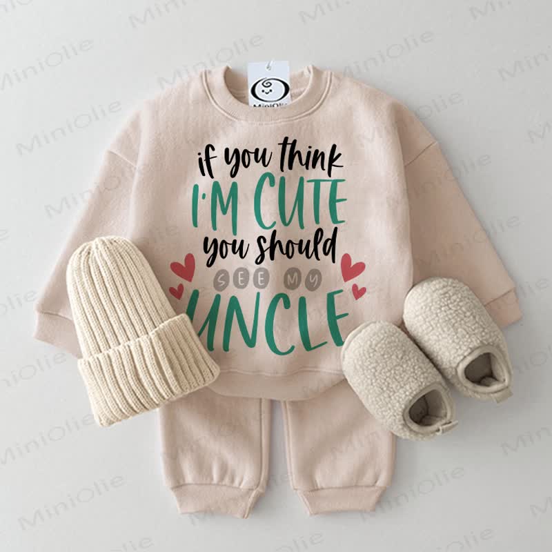 IF YOU THINK I'M CUTE YOU SHOULD SEE MY UNCLE! Baby Beige 2-teiliges Set - Beige - 2-3J - image 1