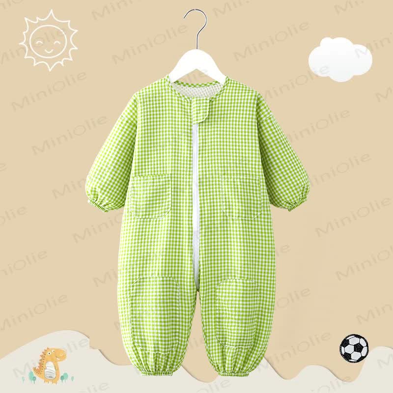 Baby Gingham -Langarm- Strampler - Grün - 3-4J - image 4