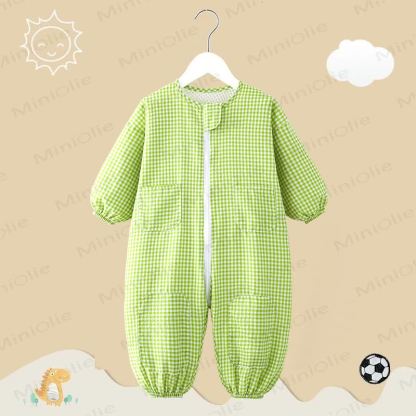 Baby Gingham -Langarm- Strampler - Grün - 3-4J - image 4