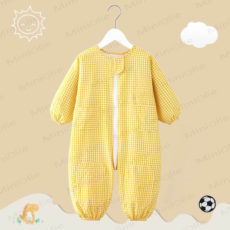 Baby Gingham -Langarm- Strampler - Gelb - 3-4J - image 6