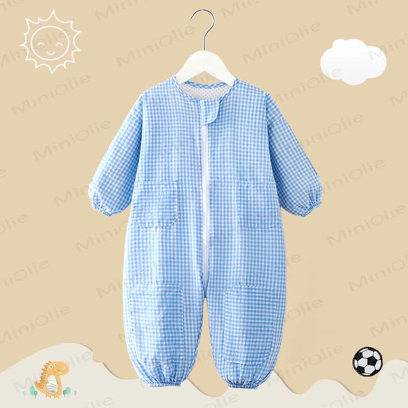 Baby Gingham -Langarm- Strampler - Blau - 3-4J - image 7