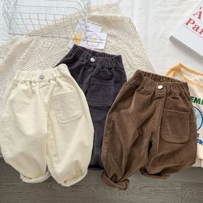 Einfarbig Vintage- Hose mit Taschen für Kleinkind - image 1