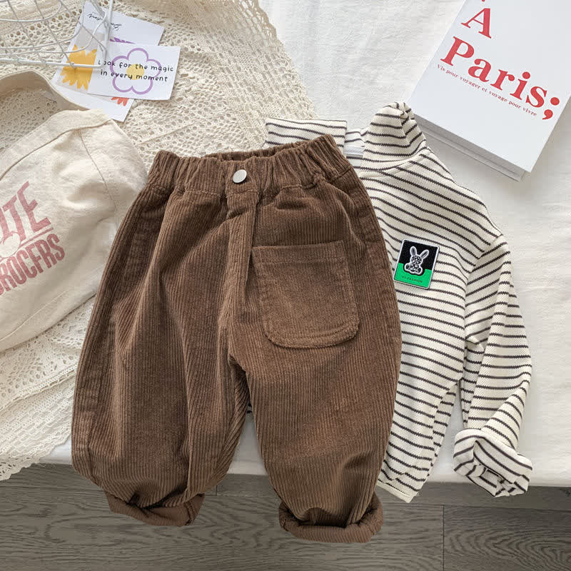 Einfarbig Vintage- Hose mit Taschen für Kleinkind - Braun - 10-11J - image 3
