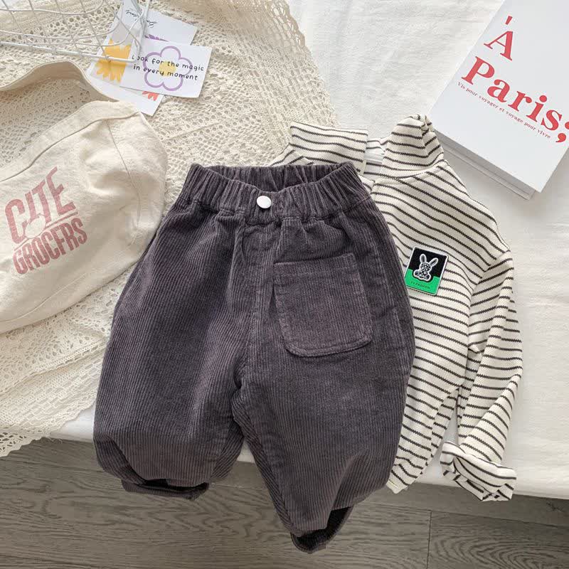 Einfarbig Vintage- Hose mit Taschen für Kleinkind - Grau - 10-11J - image 4