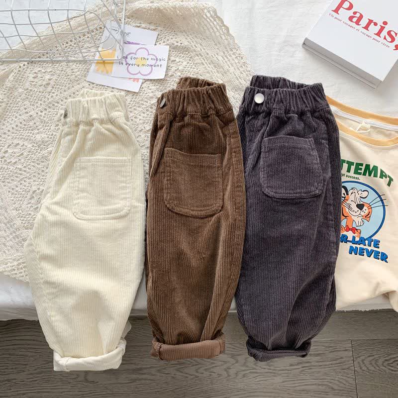 Einfarbig Vintage- Hose mit Taschen für Kleinkind - image 5
