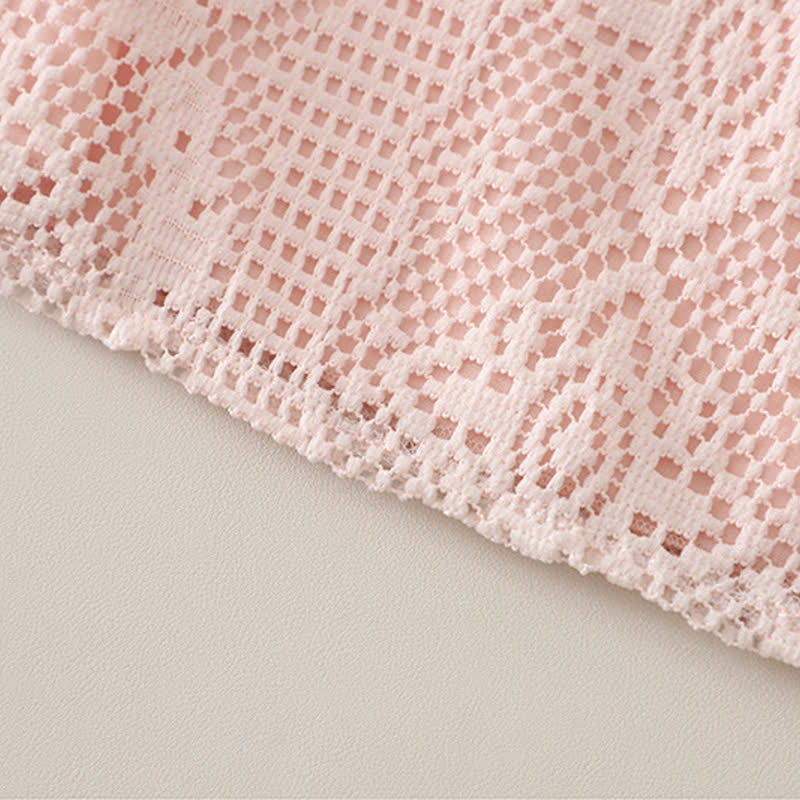 Zweiteiliges Set für Baby und Babys: Ärmelloses Spitze und Shorts aus Lace mit Tasche - image 8
