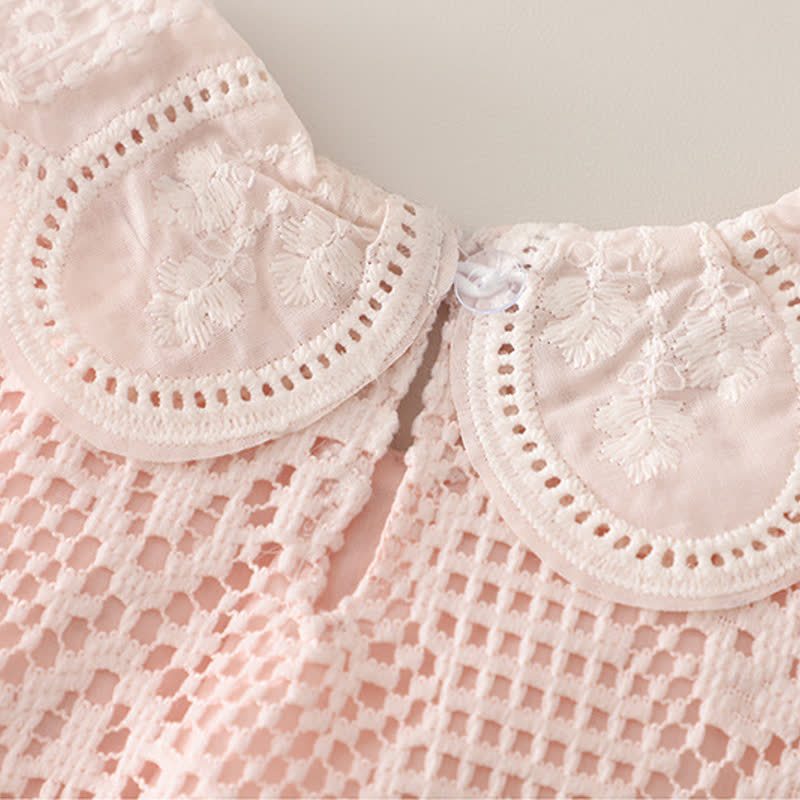 Zweiteiliges Set für Baby und Babys: Ärmelloses Spitze und Shorts aus Lace mit Tasche - image 6