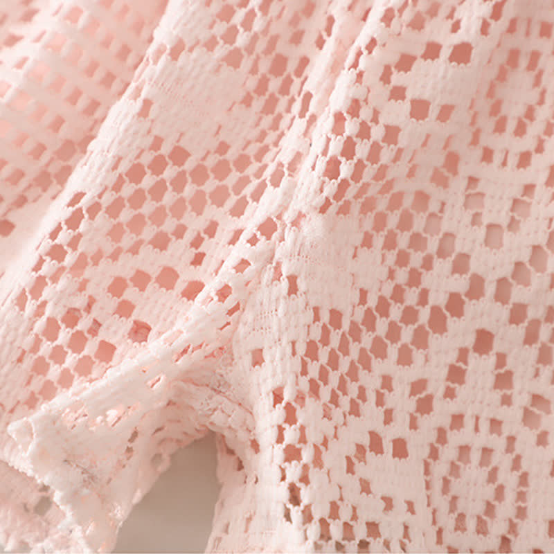 Zweiteiliges Set für Baby und Babys: Ärmelloses Spitze und Shorts aus Lace mit Tasche - image 10