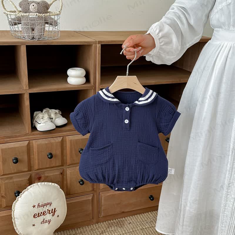 Baby Bodysuit mit nautischem Kragen und Tasche - image 14