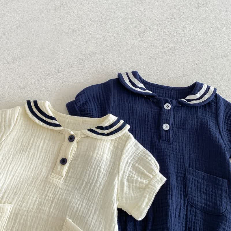 Baby Bodysuit mit nautischem Kragen und Tasche - image 5
