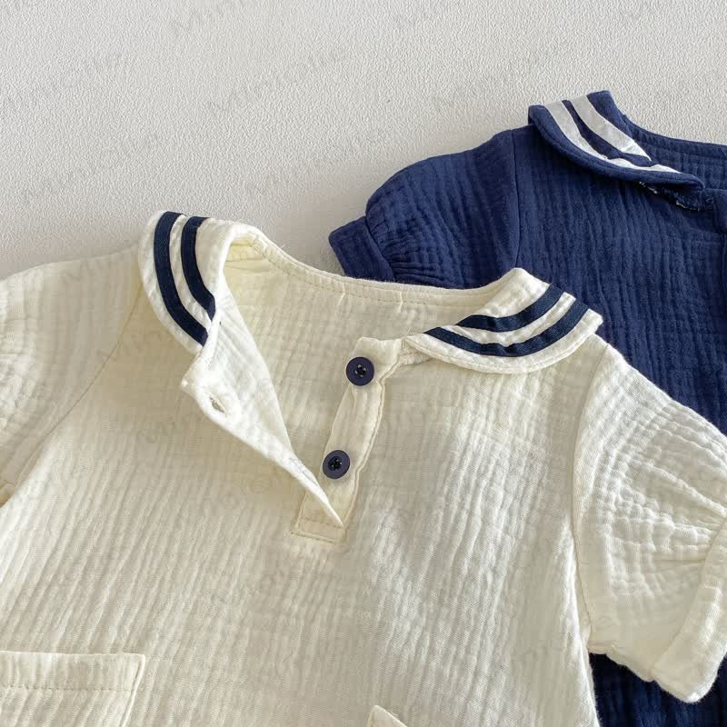 Baby Bodysuit mit nautischem Kragen und Tasche - image 6