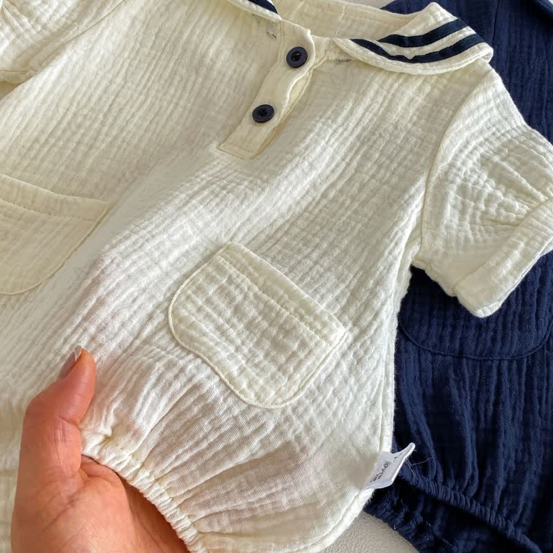 Baby Bodysuit mit nautischem Kragen und Tasche - image 7