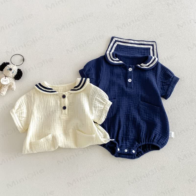 Baby Bodysuit mit nautischem Kragen und Tasche - image 3