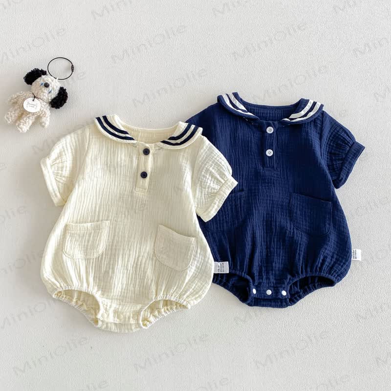 Baby Bodysuit mit nautischem Kragen und Tasche - image 2
