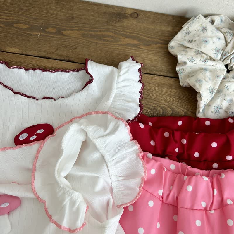 MUSHROOM Kleinkind Baby Mädchen Punktmuster Ärmelloses Spitze und Shorts 2-teiliges Set - image 6