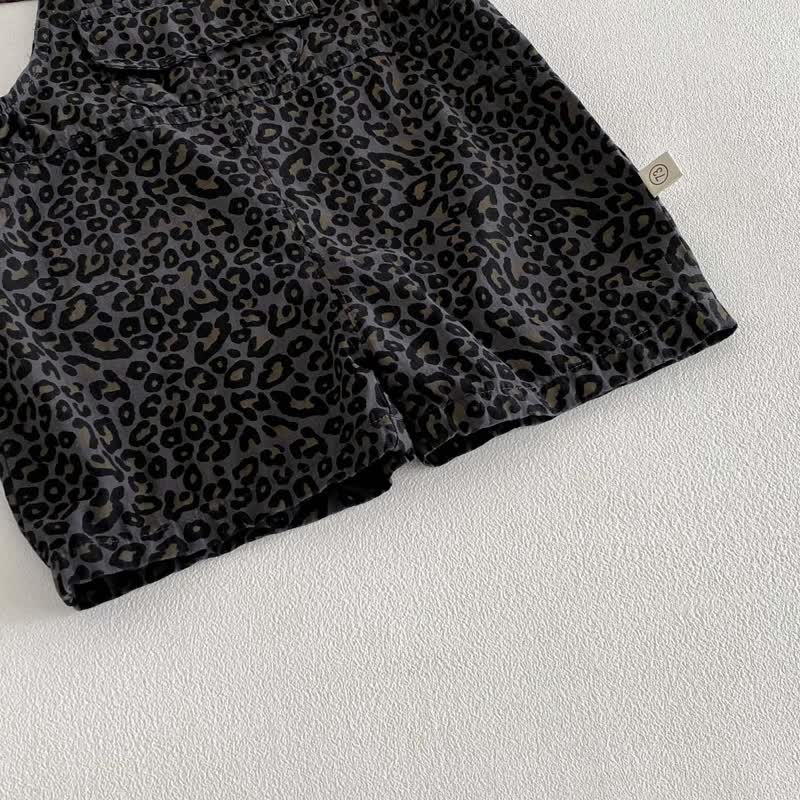 Grauer, ärmelloser Overalls mit Leopardenmuster für Baby und Kleinkind , 2-teiliges Set - image 8