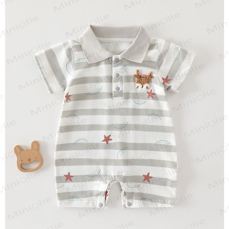 Baby Baumwoll-Polo- Strampler mit kurzen Ärmeln - Grau - 18-24M - image 3