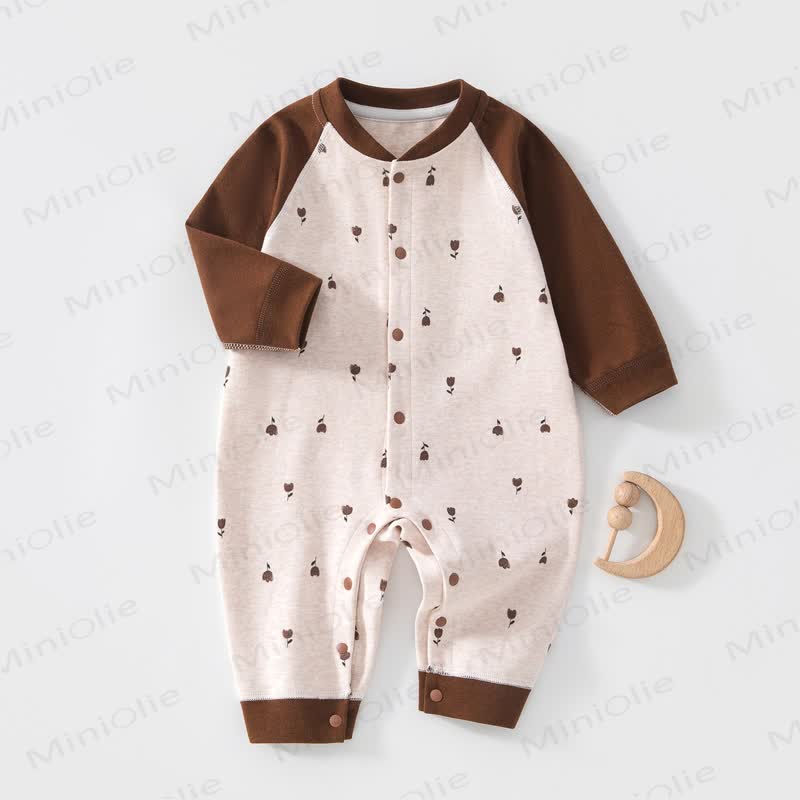 Baby Baumwoll Strampler mit langen Ärmeln - Kaffee Tulpe - 18-24M - image 4