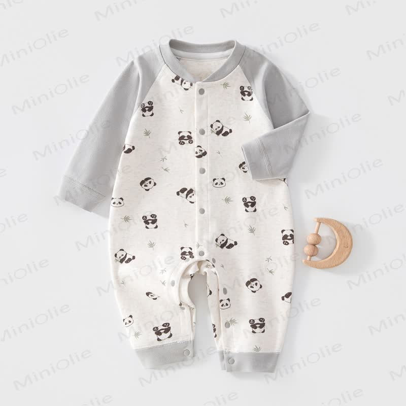 Baby Baumwoll Strampler mit langen Ärmeln - Grauer Panda - 18-24M - image 5