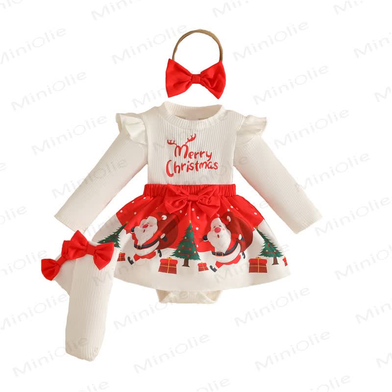 MERRY CHRISTMAS Baby Bodysuit mit Rock, Stirnband und Socken - image 17