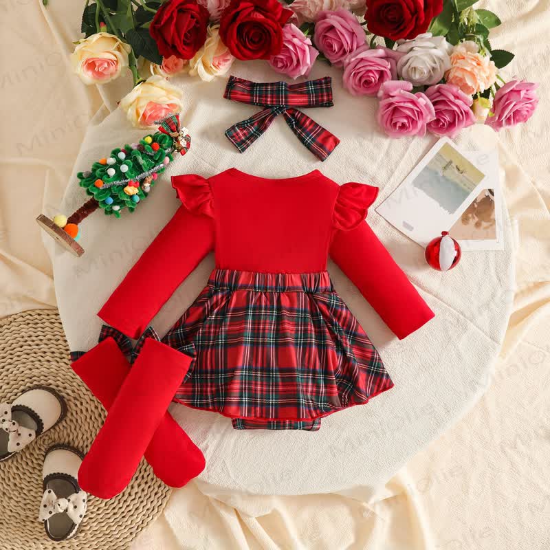 MERRY CHRISTMAS Baby Bodysuit mit Rock, Stirnband und Socken - image 2
