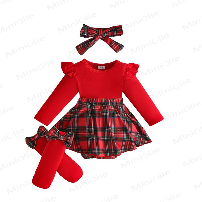 MERRY CHRISTMAS Baby Bodysuit mit Rock, Stirnband und Socken - image 8