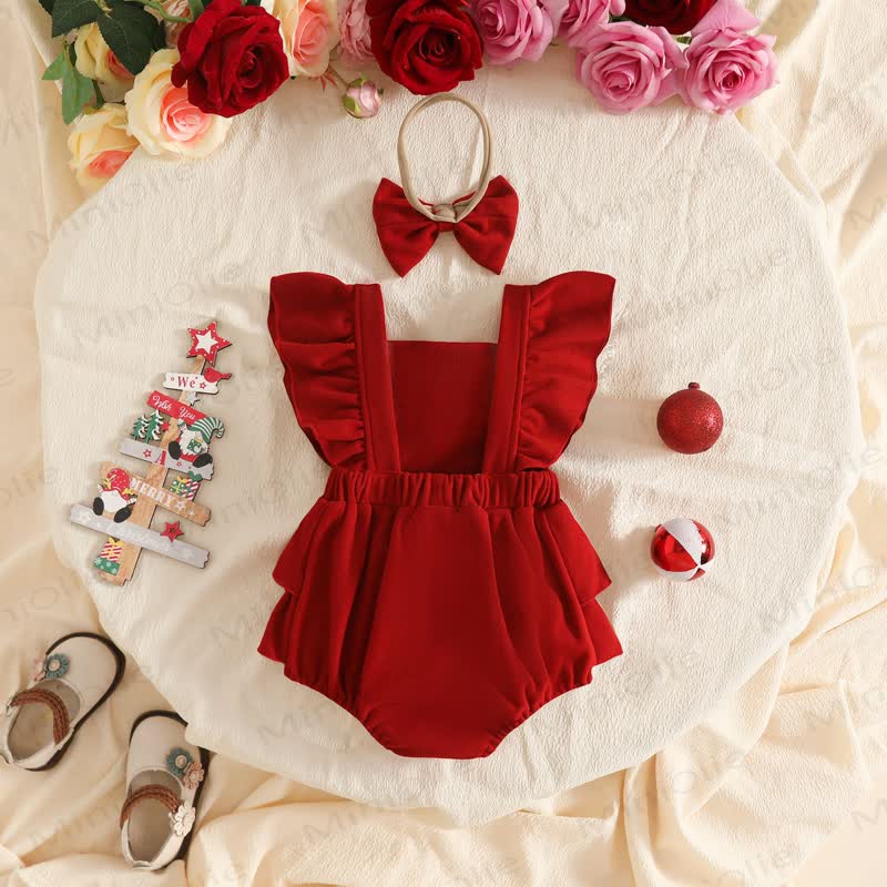 Baby Mädchen-Body aus Samt mit Spitze, Lace und Pompons - image 5