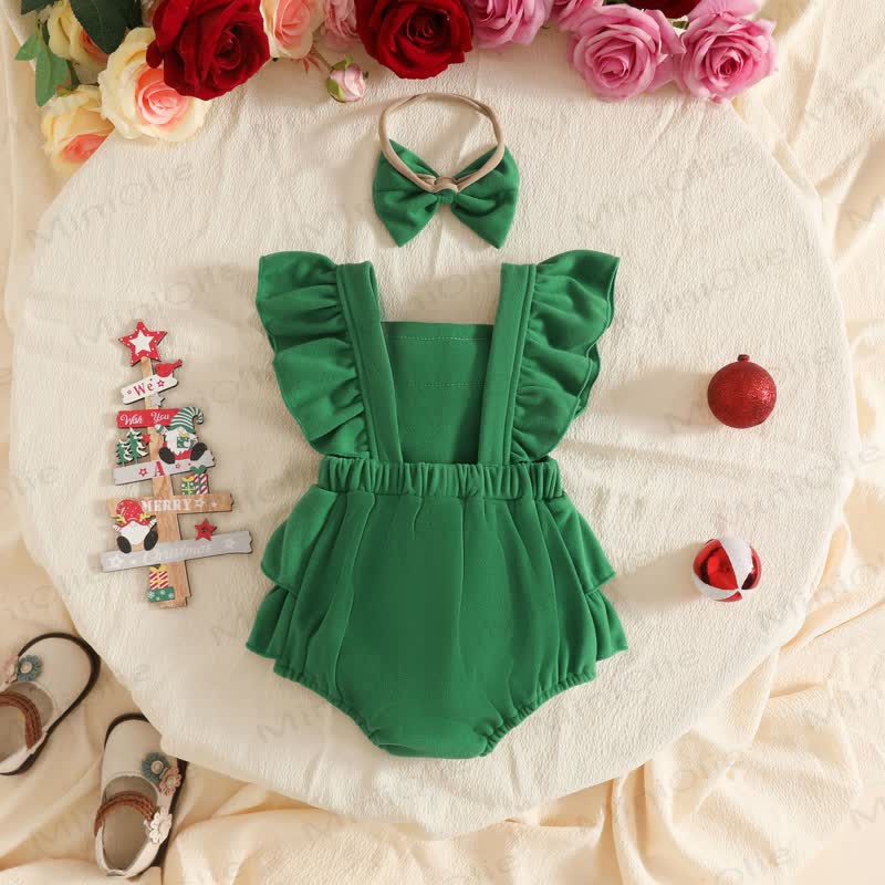 Baby Mädchen-Body aus Samt mit Spitze, Lace und Pompons - image 11