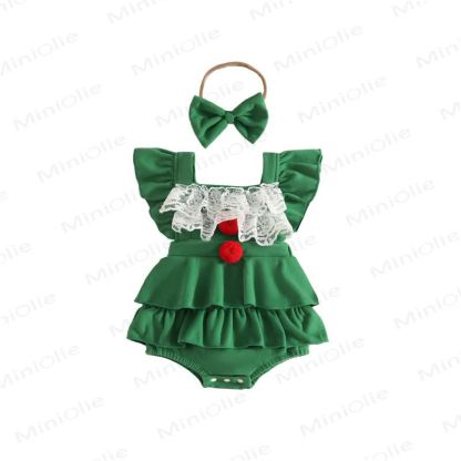 Baby Mädchen-Body aus Samt mit Spitze, Lace und Pompons - image 16