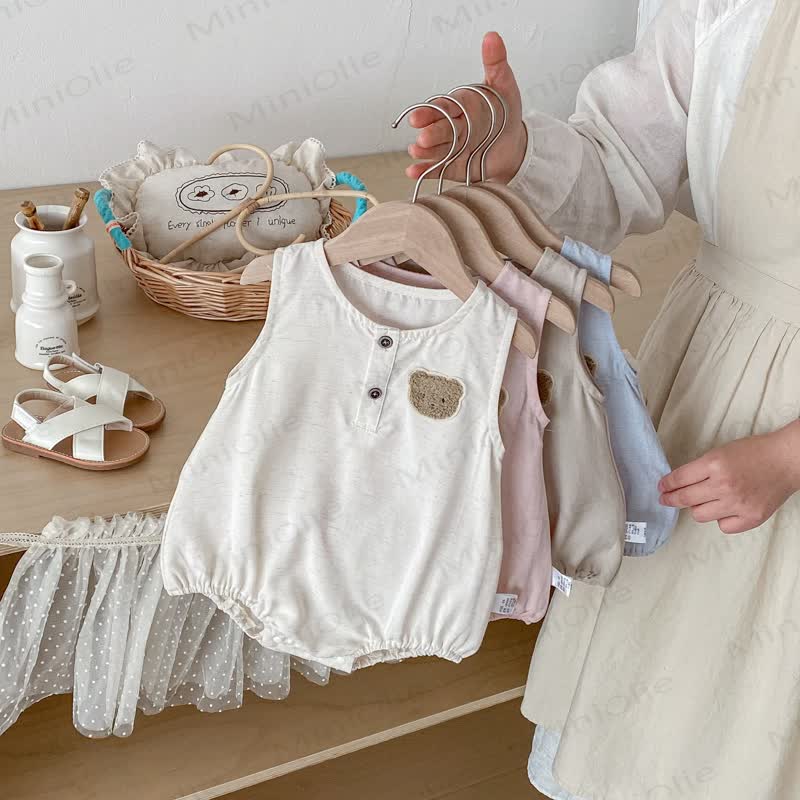 Ärmelloser Baby Bodysuit mit Bär - image 2