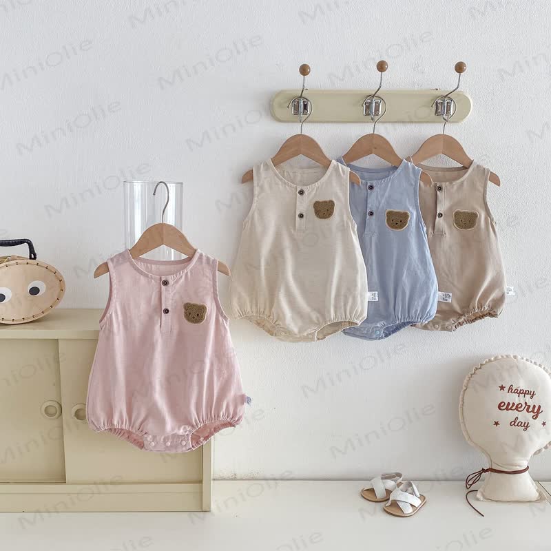 Ärmelloser Baby Bodysuit mit Bär - image 3
