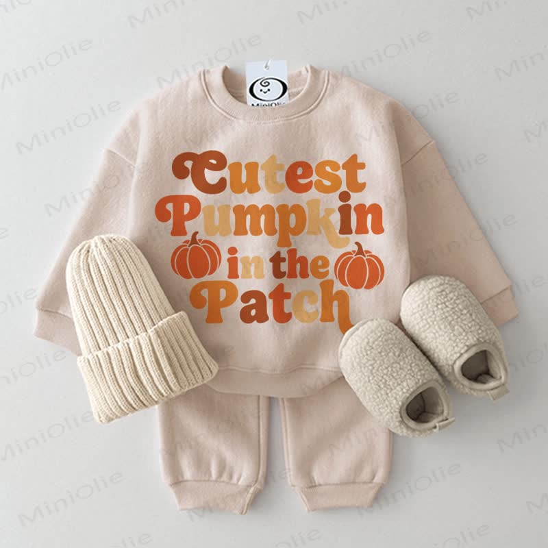 CUTEST PUMPKIN IN THE PATCH Set für Baby, Beige Sweatshirt, 2-teilig - Beige - 2-3J - image 1