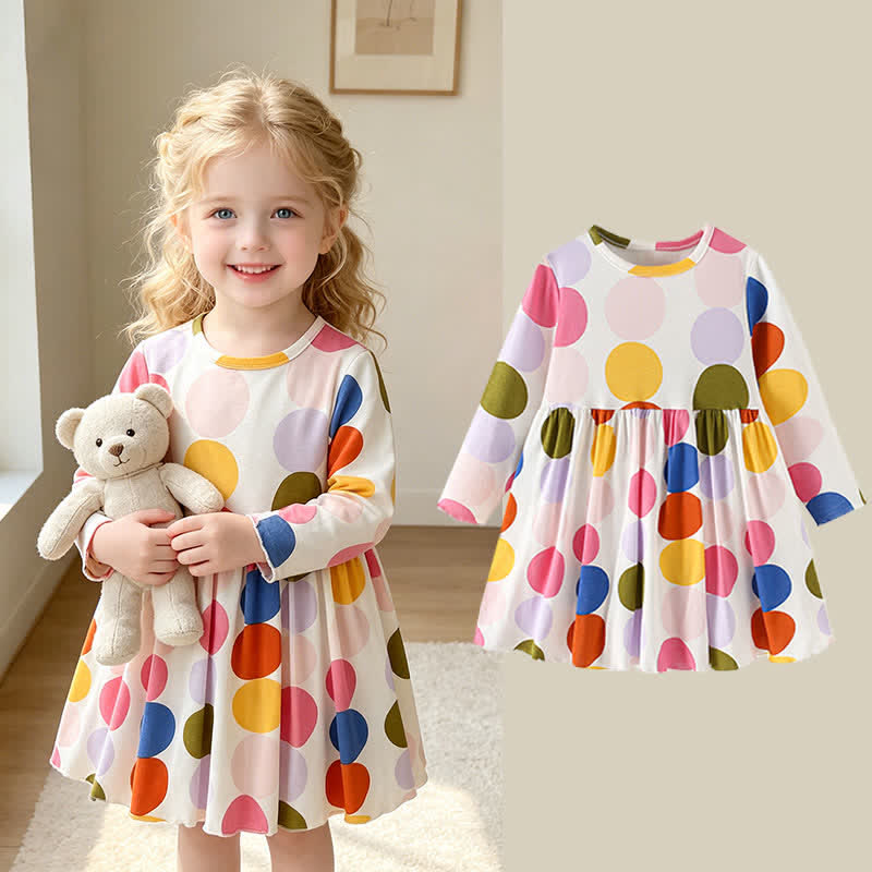 Kleinkind langärmeliges Kleid mit Punktmuster für Kleinkinder - image 1