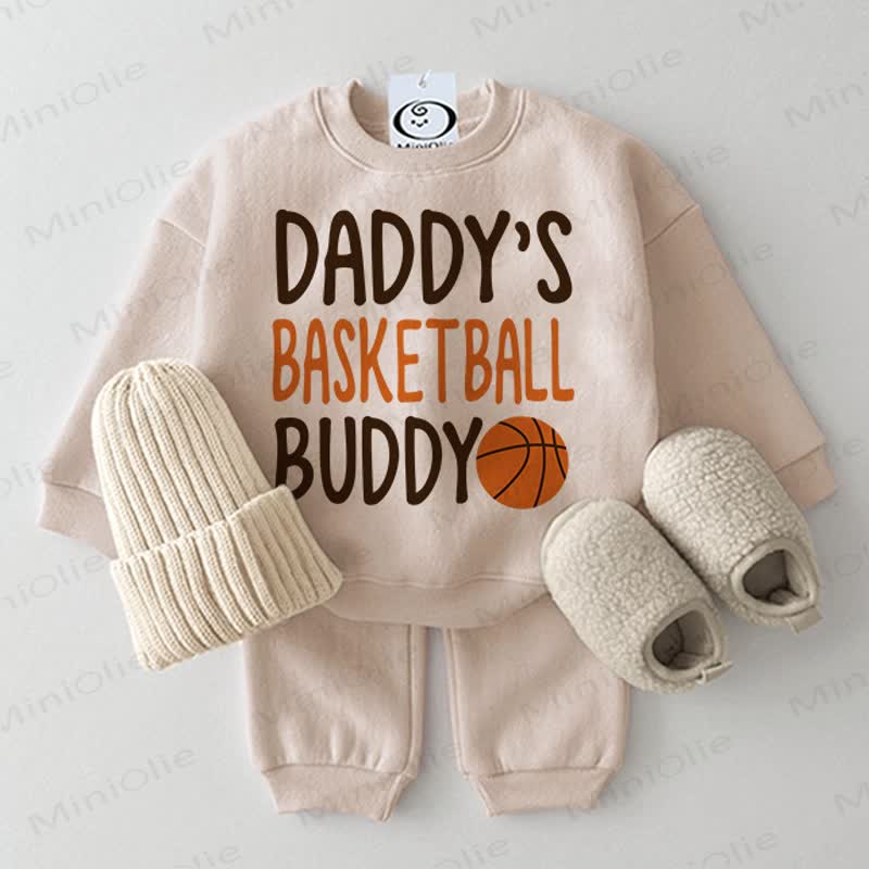 DADDY'S BASKETBALL BUDDY Baby Sweatshirt und Hose 2-teiliges Set - Beige - 2-3J - image 1