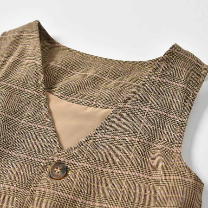 Vintage- Plaid Set für Kleinkind mit Schleife - image 12
